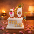 HindCraft Krishna Hand Idol with Flute & Mor Pankh Marble Finish Showpiece
