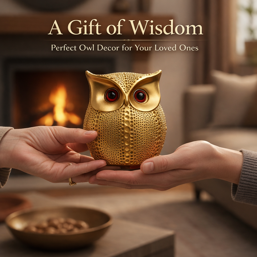 HindCraft Golden Owl Showpiece | Decorative Owl Figurine for Home Décor, Office Desk, Study Table & Housewarming Gift