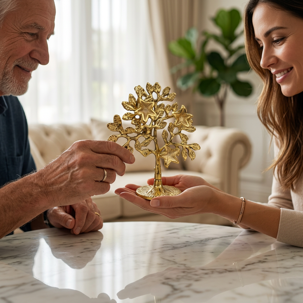 HindCraft Golden Kalpavriksha Tree Showpiece for Home & Table Decoration