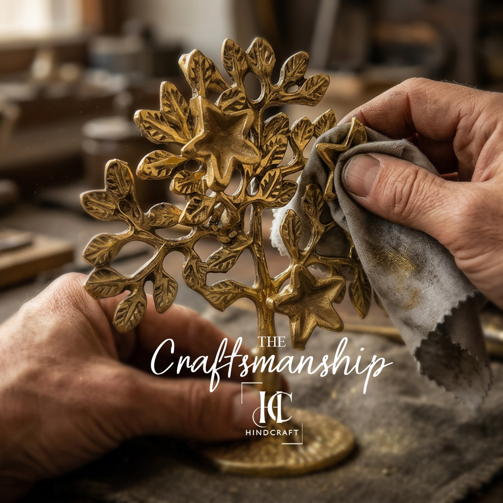 HindCraft Golden Kalpavriksha Tree Showpiece for Home & Table Decoration