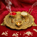 HindCraft Brass Pooja Thali Set for Home Temple Mandir Decor