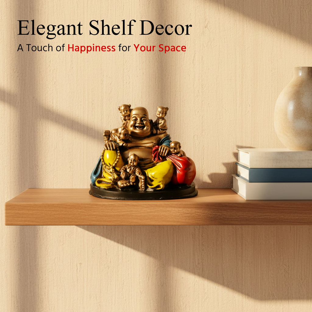HindCraft Laughing Buddha with Five Children Showpiece Decor