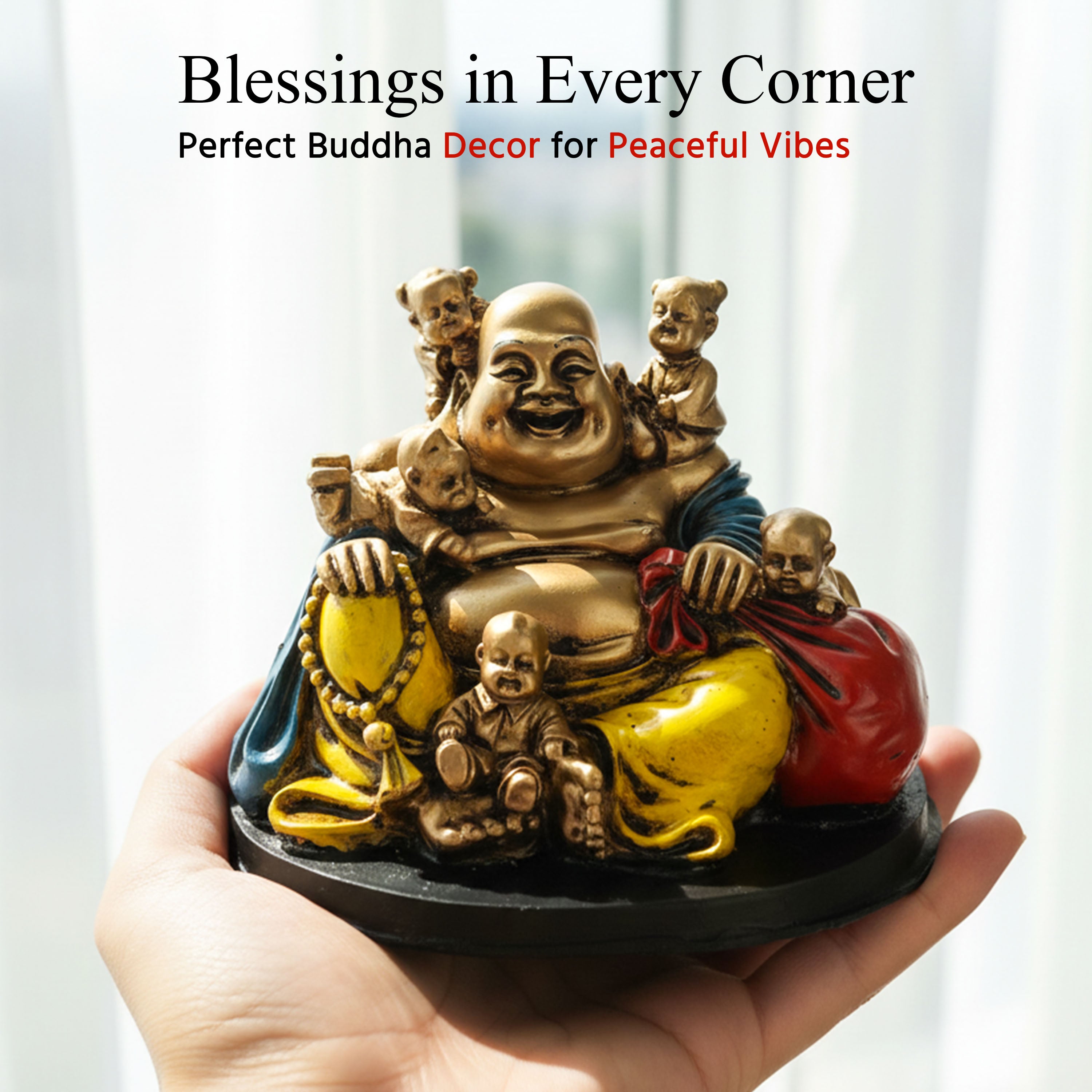 HindCraft Laughing Buddha with Five Children Showpiece Decor