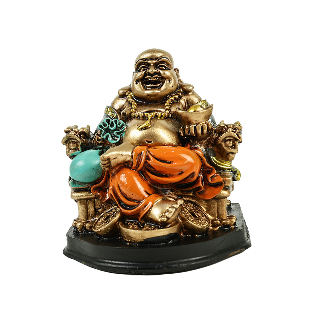 HindCraft Laughing Buddha Sitting on Dragon Throne Showpiece