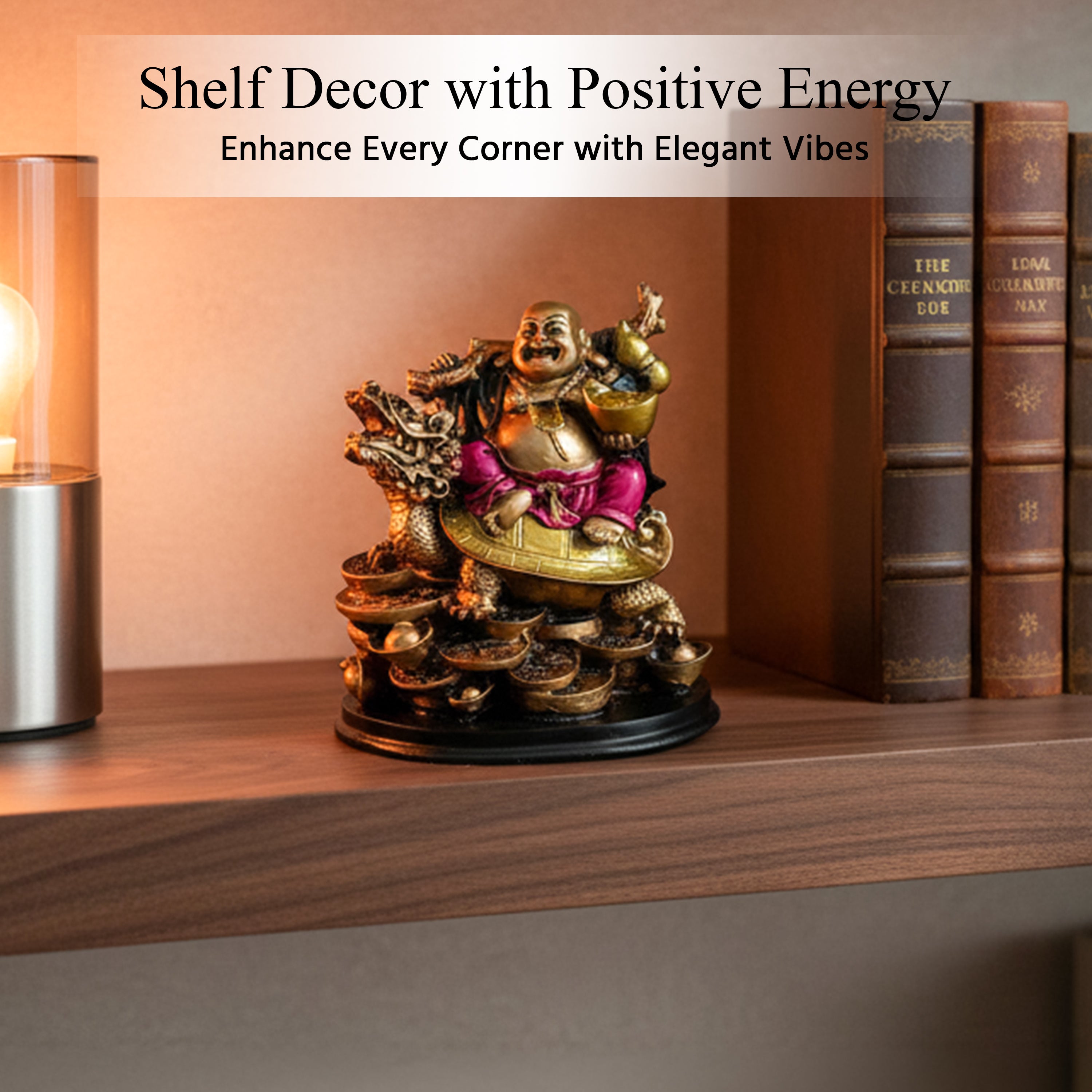 HindCraft Laughing Buddha on Dragon Turtle with Gold Ingots