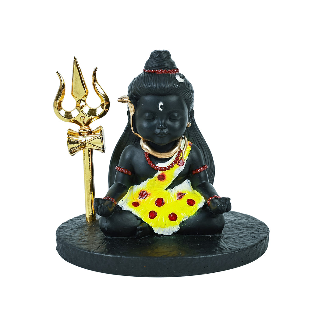 HindCraft Baby Shiva Meditating Statue with Trishul God Idol