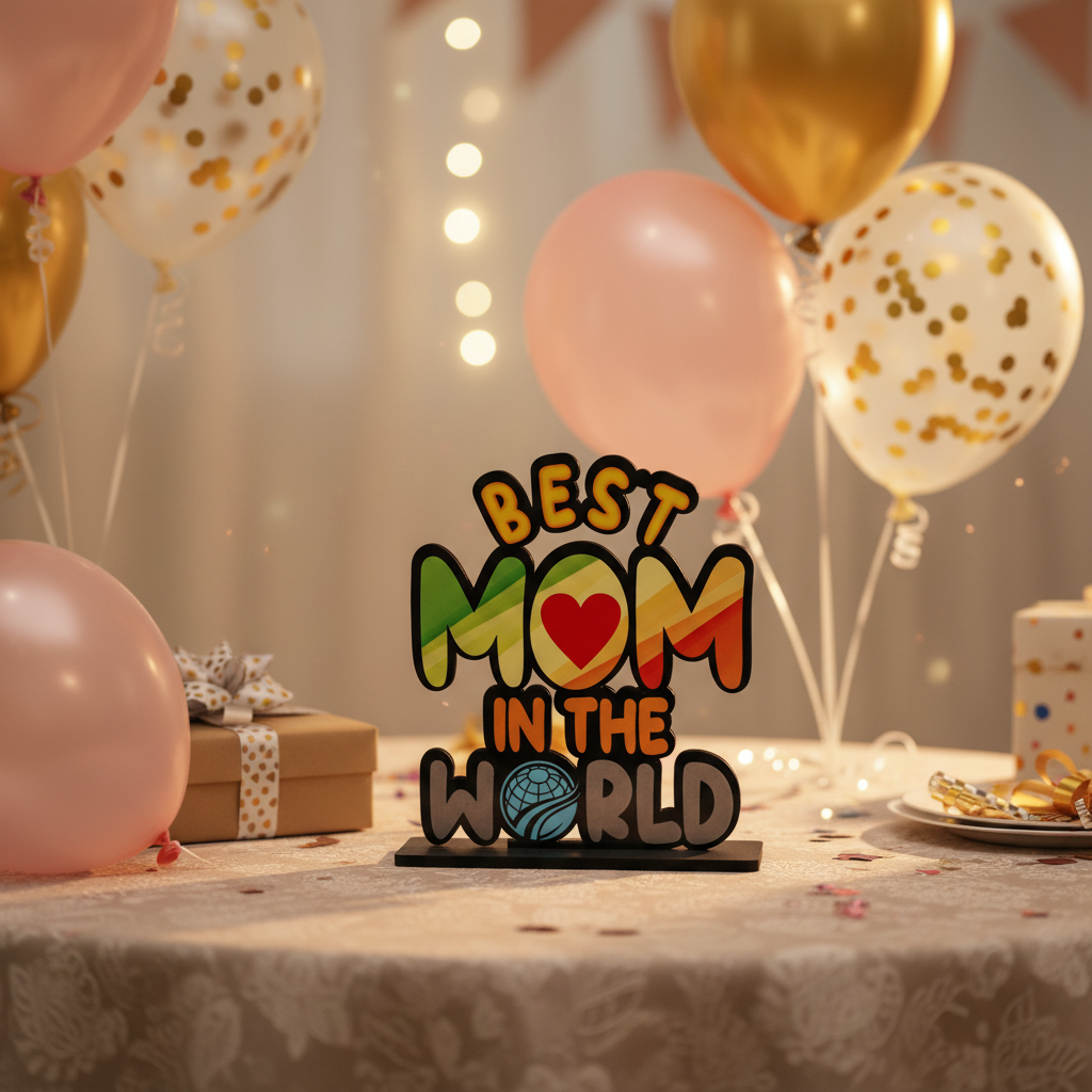 Best Mom in The World Wooden Table Decor for Mom