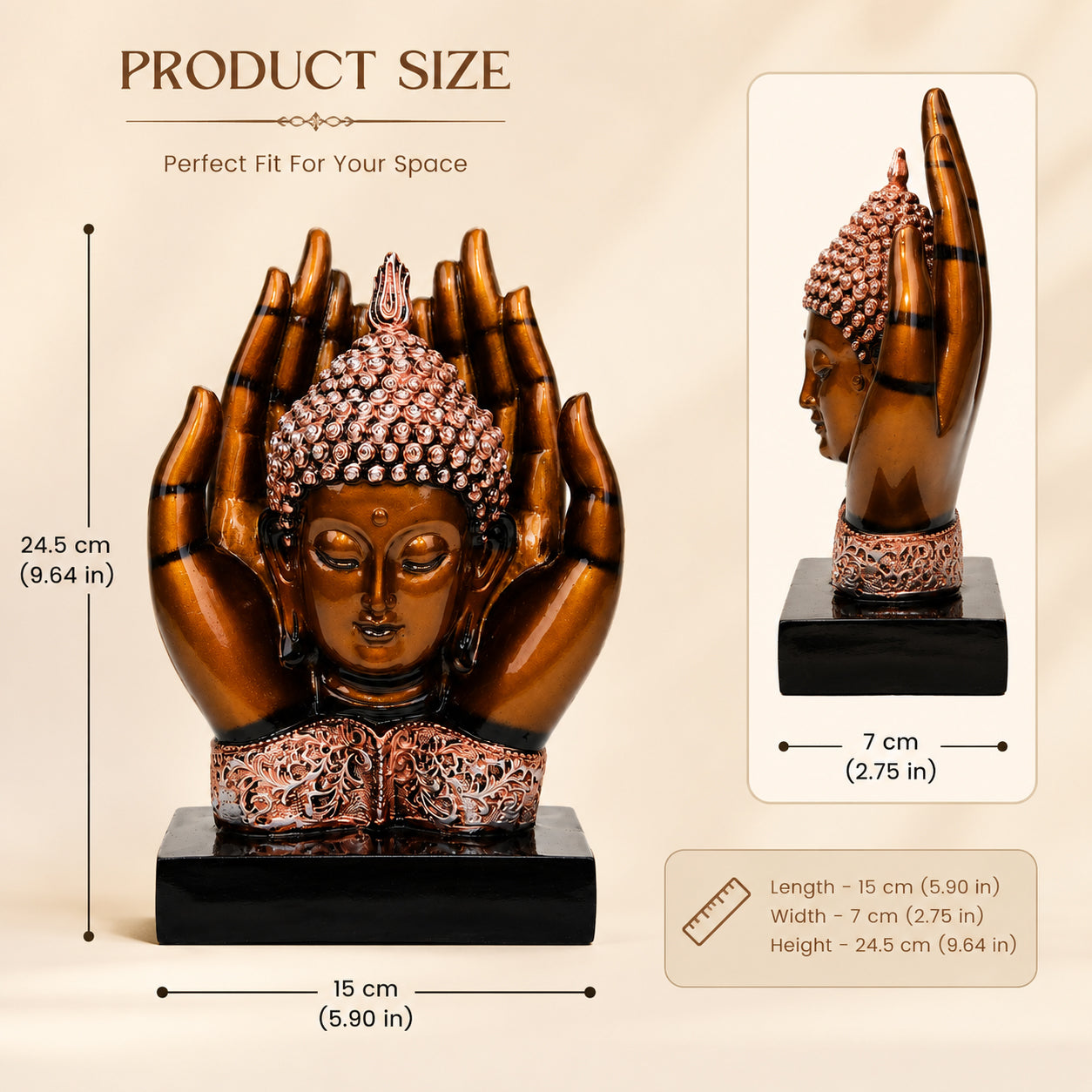 HindCraft Buddha Hands Decorative Statue for Home, Office & Meditation Decor