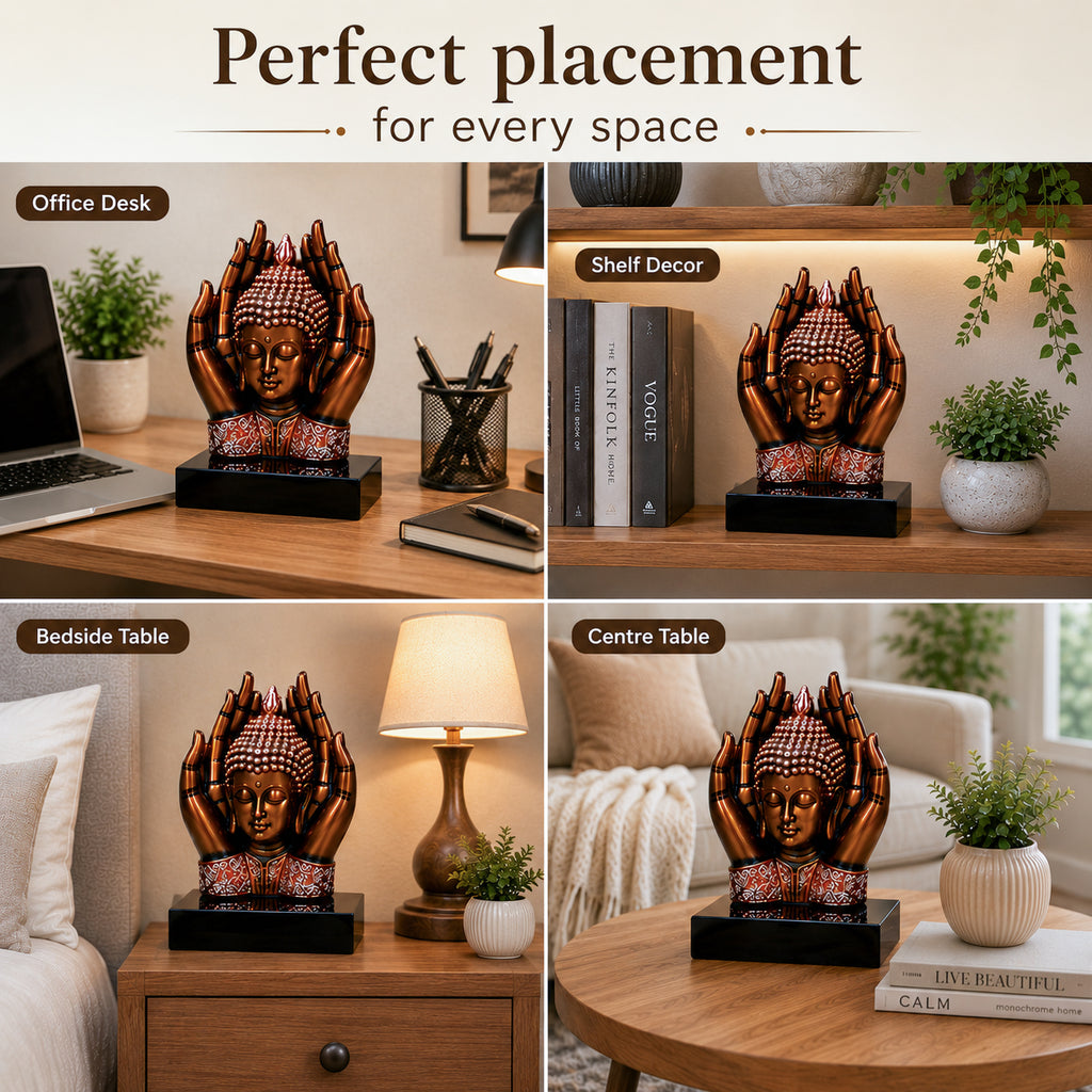 HindCraft Buddha Hands Decorative Statue for Home, Office & Meditation Decor