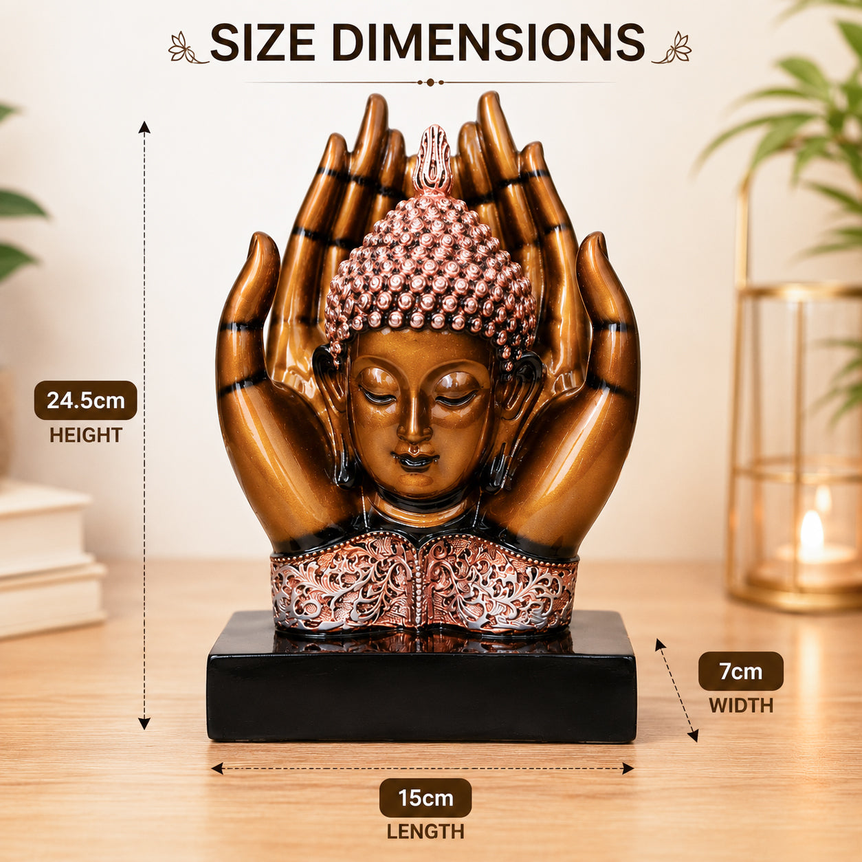 HindCraft Buddha Hands Decorative Statue for Home, Office & Meditation Decor