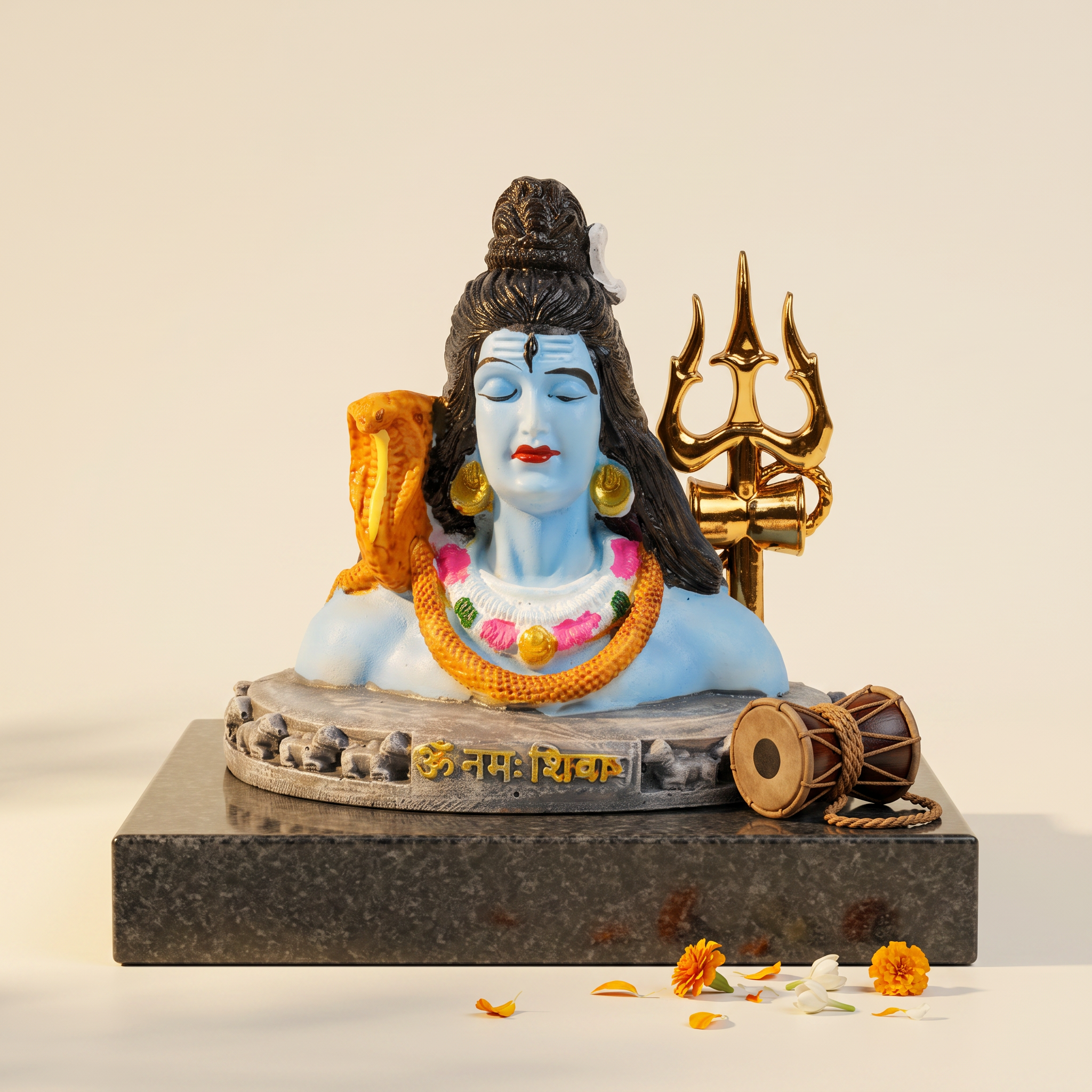 HindCraft Lord Shiva Idol with Trishul & Damru Spiritual Decor