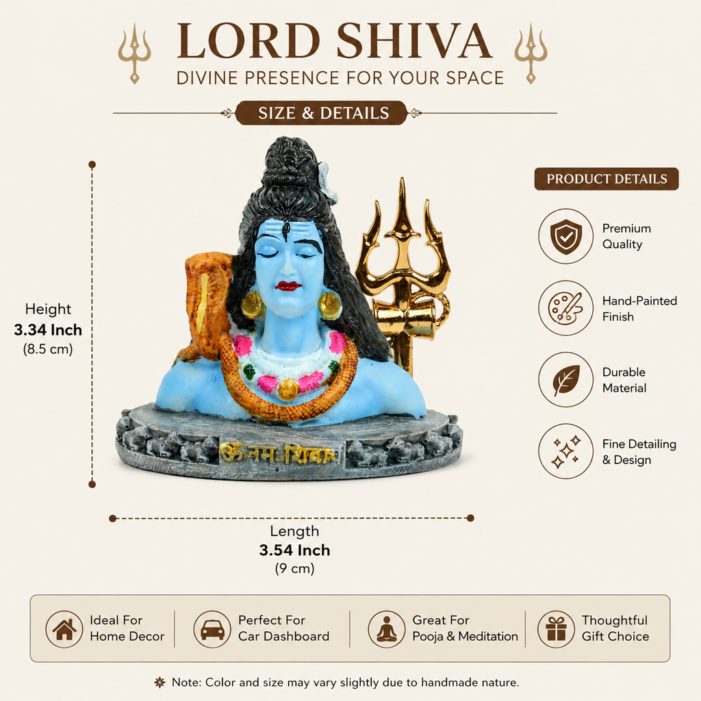 HindCraft Lord Shiva Idol with Trishul & Damru Spiritual Decor