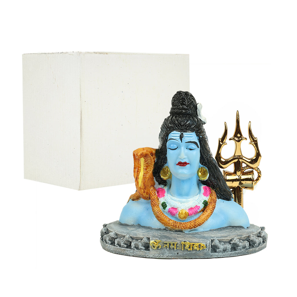 HindCraft Lord Shiva Idol with Trishul & Damru Spiritual Decor
