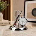 HindCraft Cricket Bat & Ball Analog Clock Showpiece | Sports Table Decor for Home, Office & Cricket Lovers