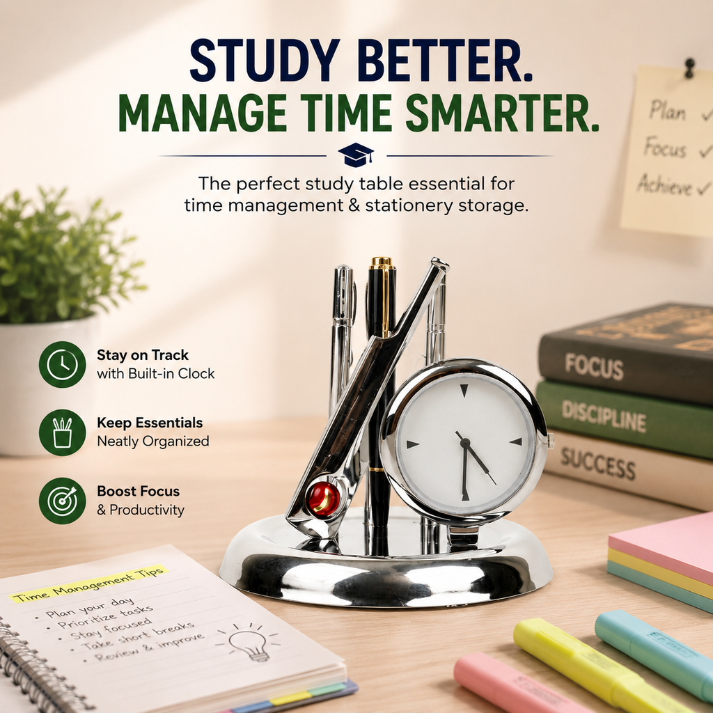 HindCraft Cricket Bat & Ball Analog Clock Showpiece | Sports Table Decor for Home, Office & Cricket Lovers