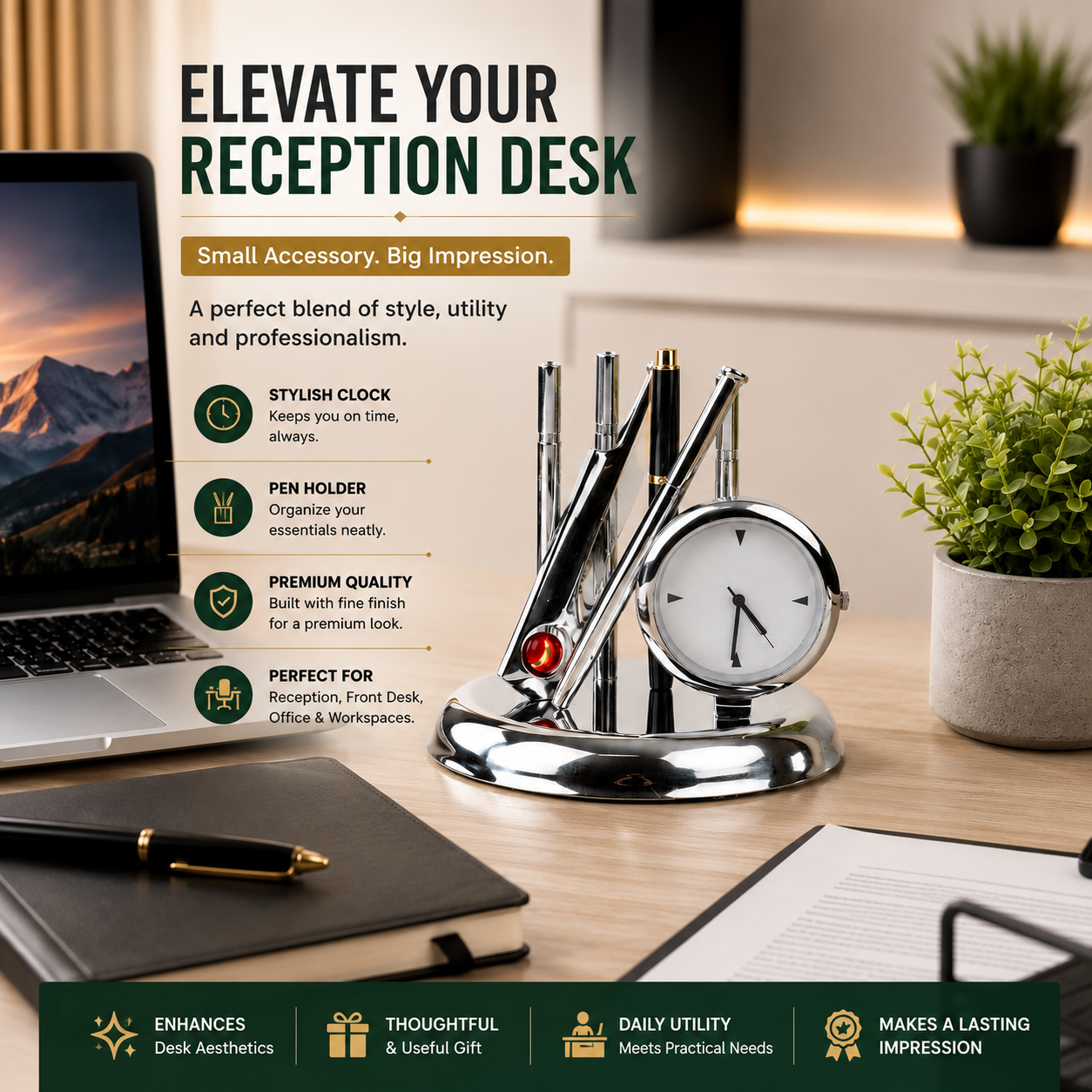 HindCraft Cricket Bat & Ball Analog Clock Showpiece | Sports Table Decor for Home, Office & Cricket Lovers