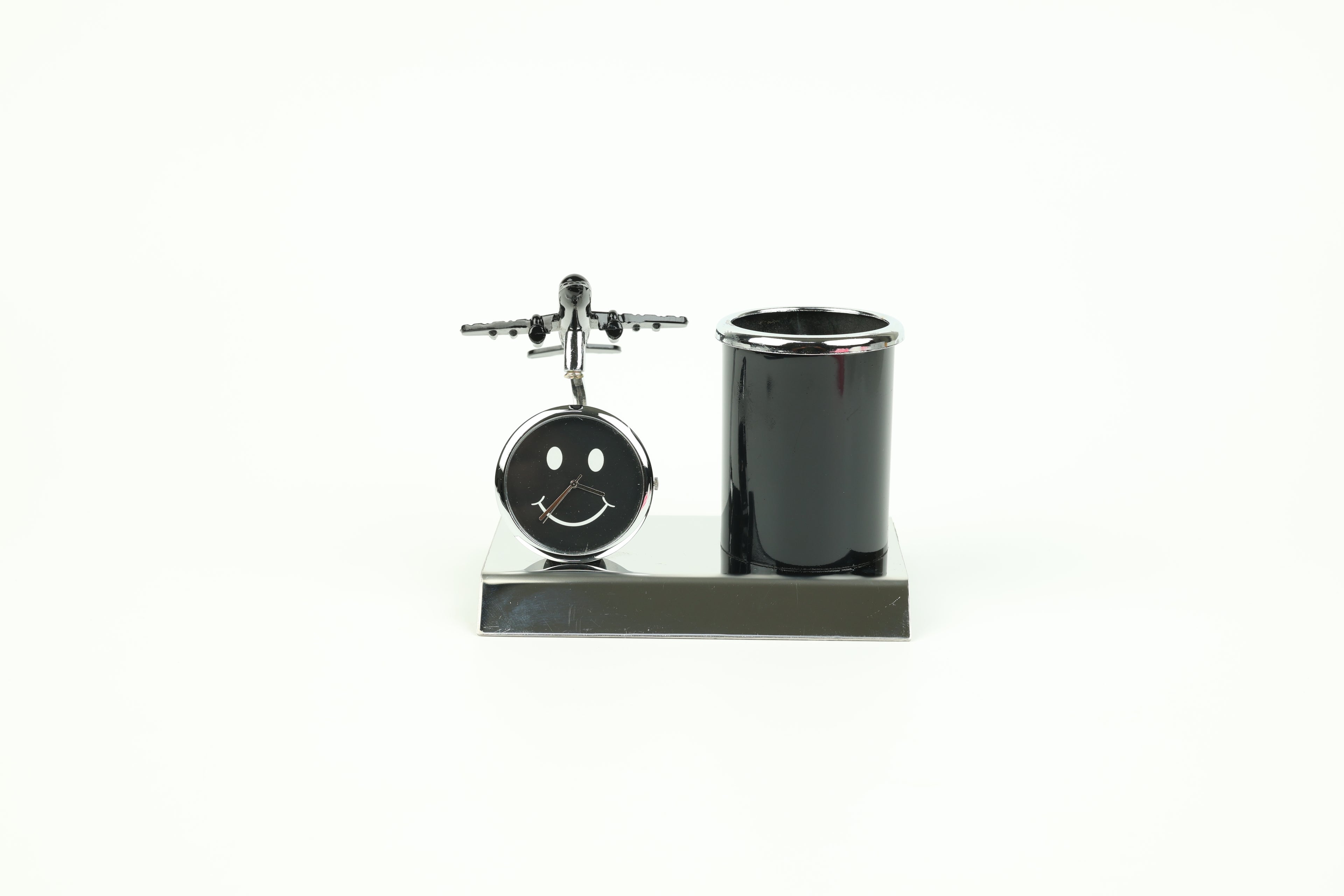 HindCraft Airplane Desk Clock with Pen Holder for Office Table Decor