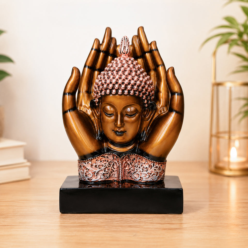 HindCraft Buddha Hands Decorative Statue for Home, Office & Meditation Decor
