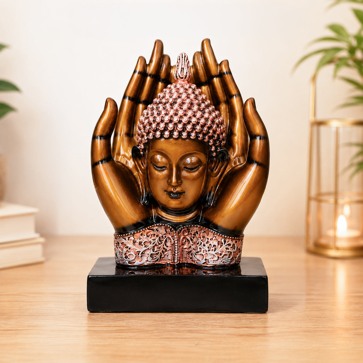 HindCraft Buddha Hands Decorative Statue for Home, Office & Meditation Decor