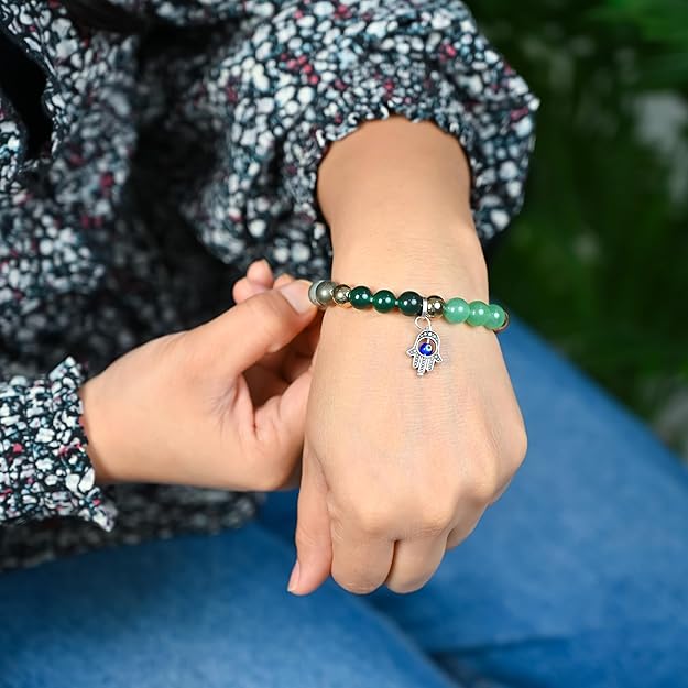 HindCraft Money Magnet Crystal Bracelet with Evil Eye Hamsa Charm