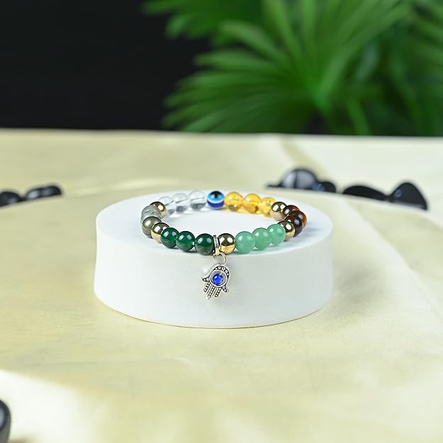 HindCraft Money Magnet Crystal Bracelet with Evil Eye Hamsa Charm