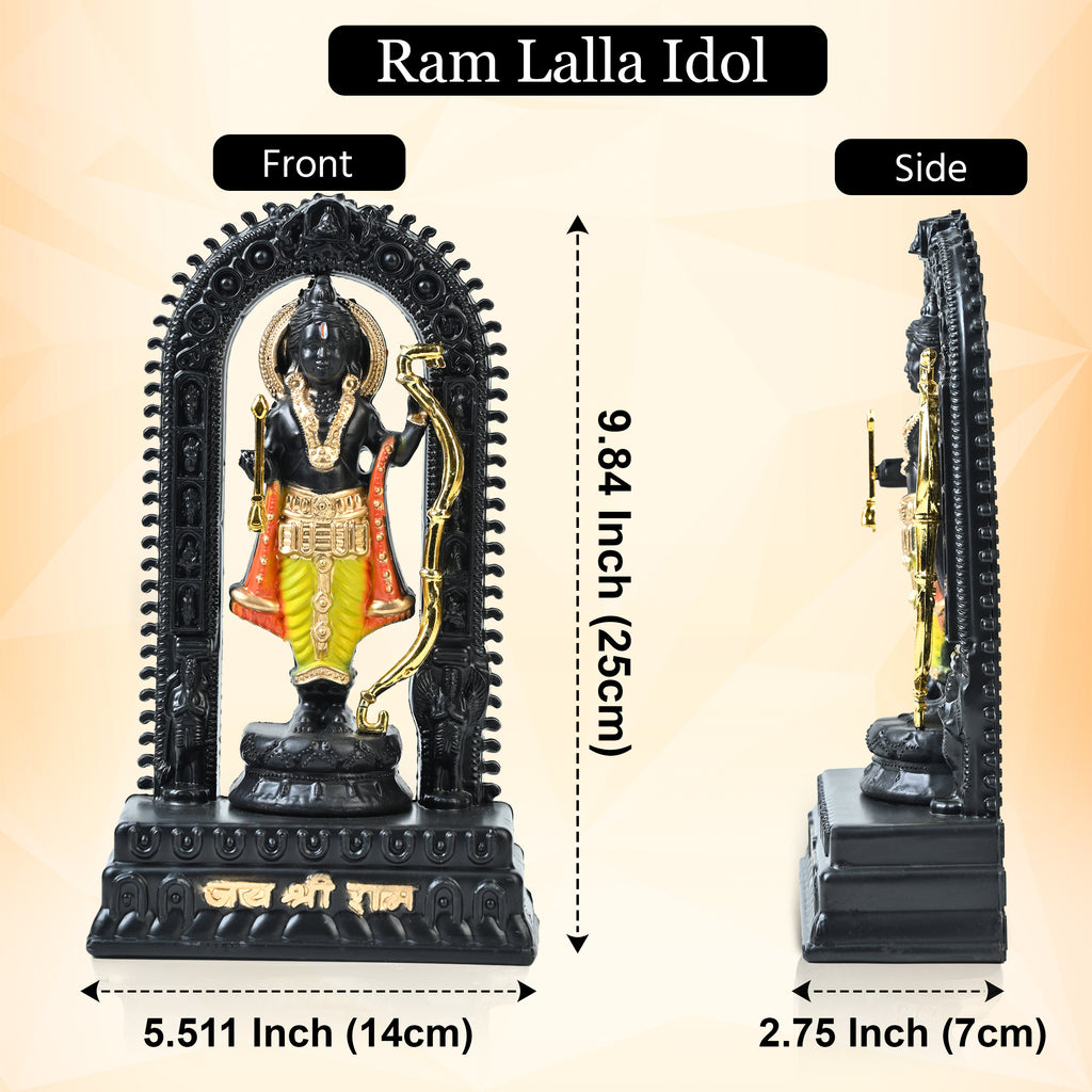 HindCraft Lord Ram Idol with Bow and Decorative Arch for Home Temple & Gifting