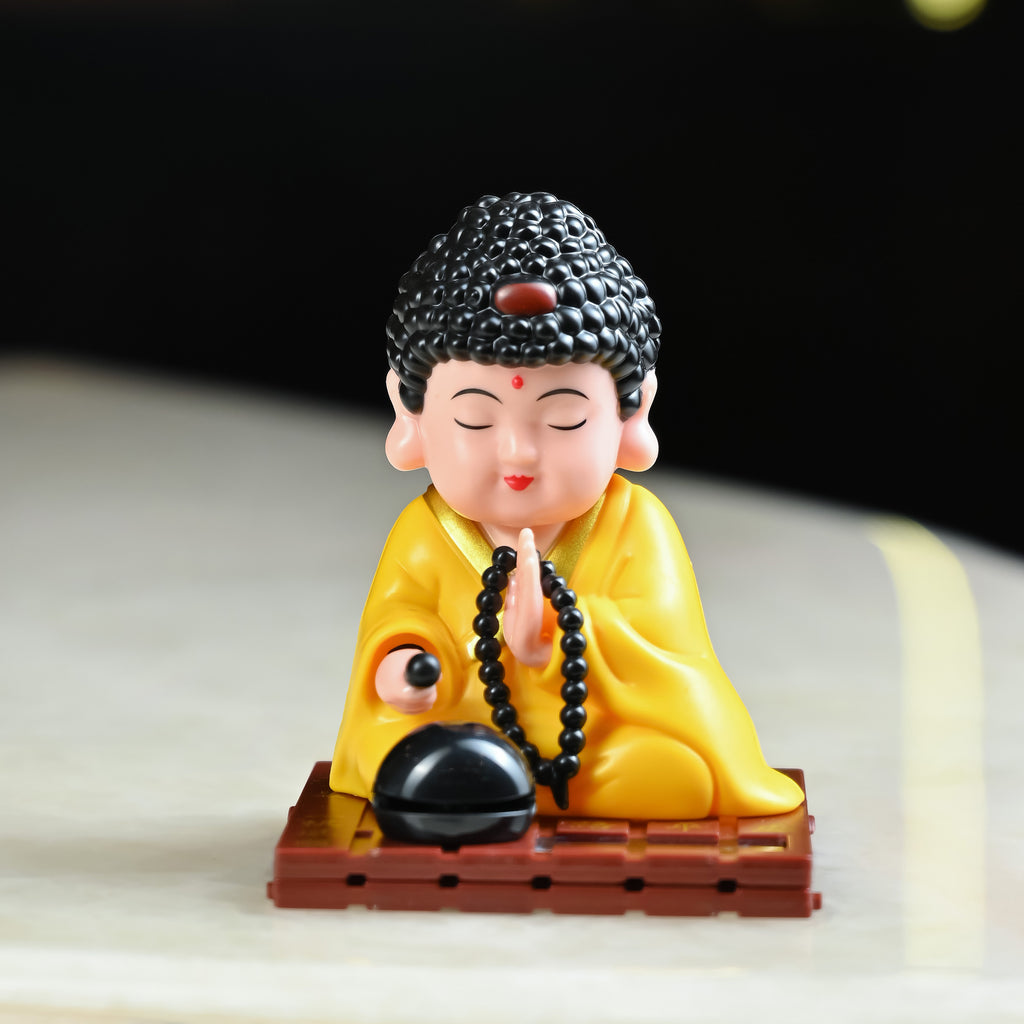 HindCraft Meditating Buddha Monk Showpiece with Prayer Beads for Home & Office Décor