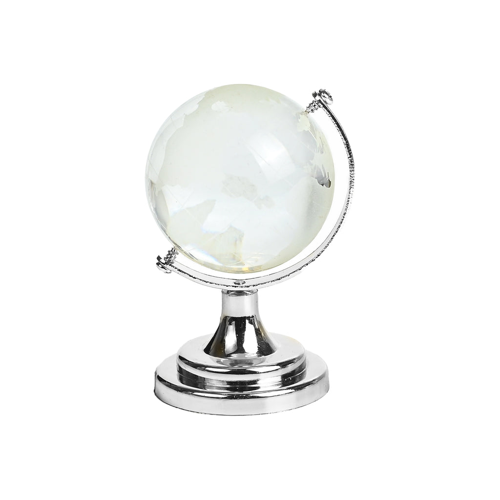 HindCraft Feng Shui Crystal Globe with Silver Stand for Home & Office Décor