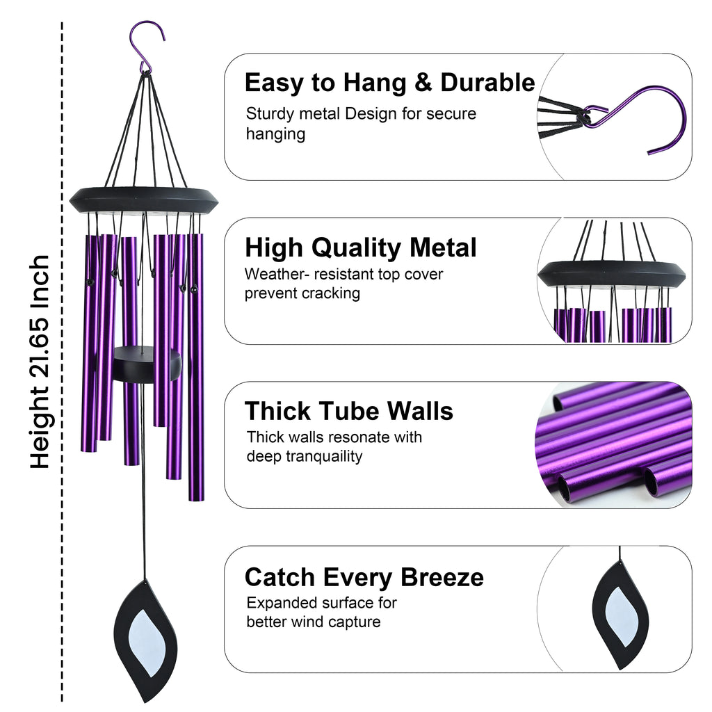HindCraft Purple Metal Wind Chime for Home, Balcony & Garden Decor