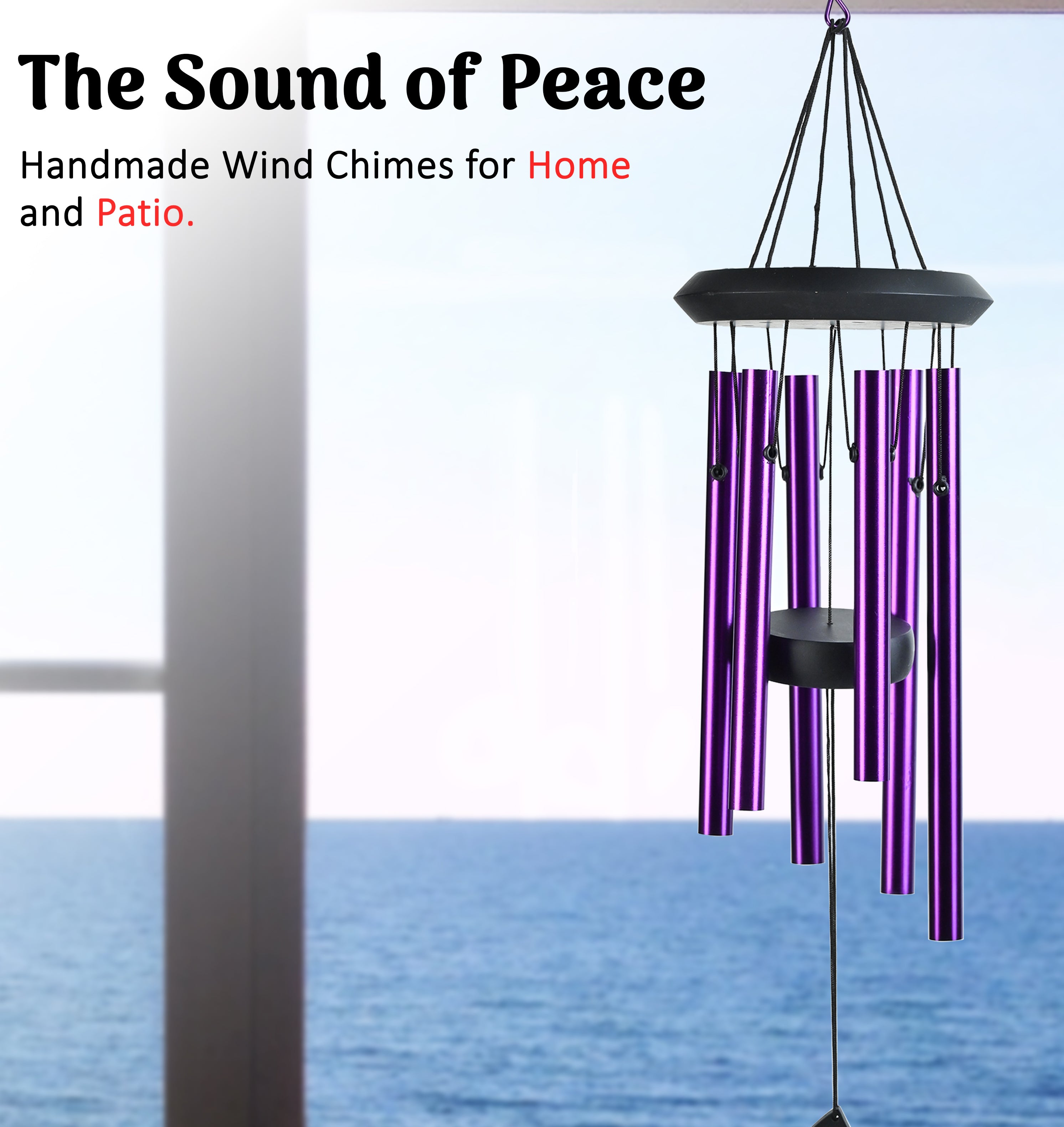 HindCraft Purple Metal Wind Chime for Home, Balcony & Garden Decor