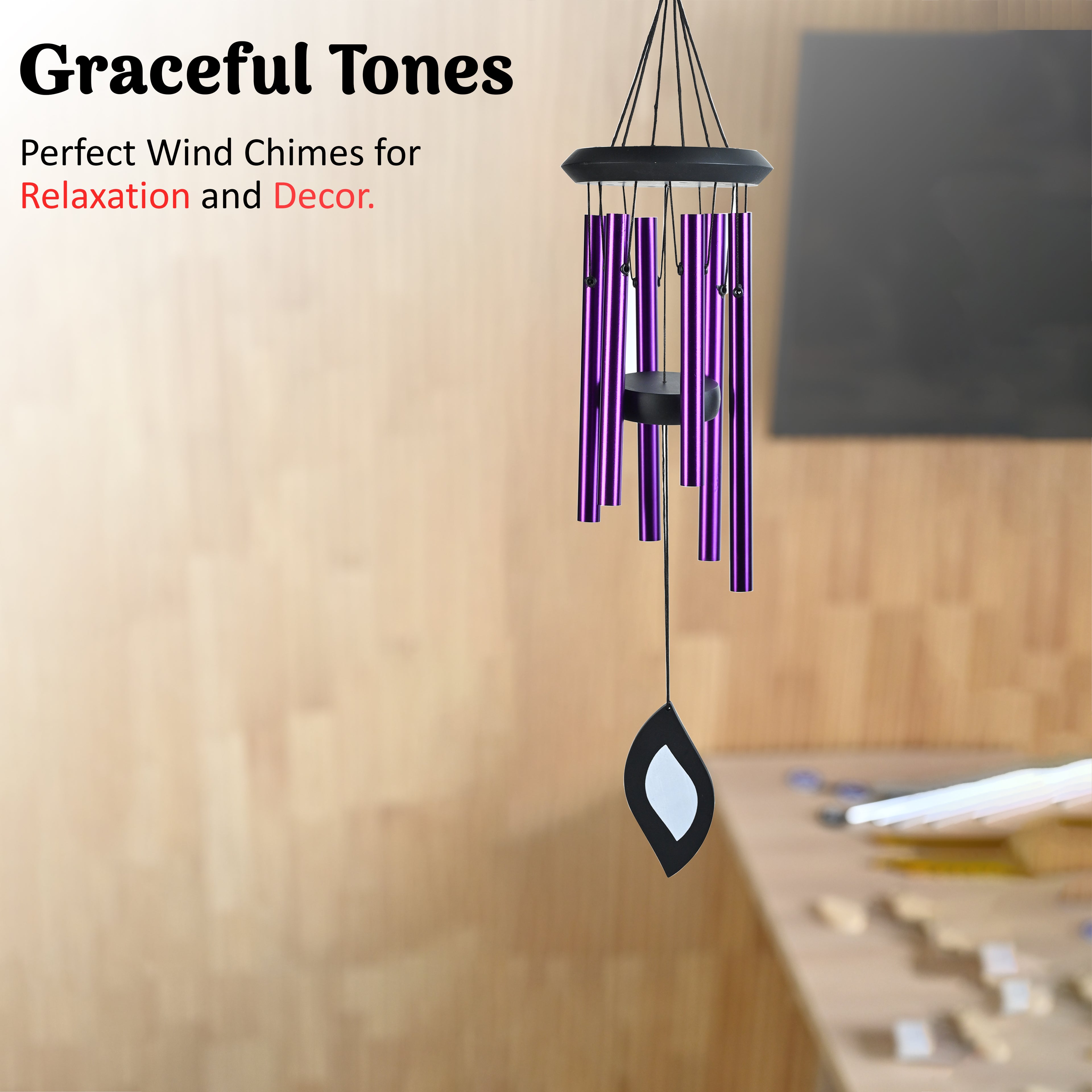 HindCraft Purple Metal Wind Chime for Home, Balcony & Garden Decor