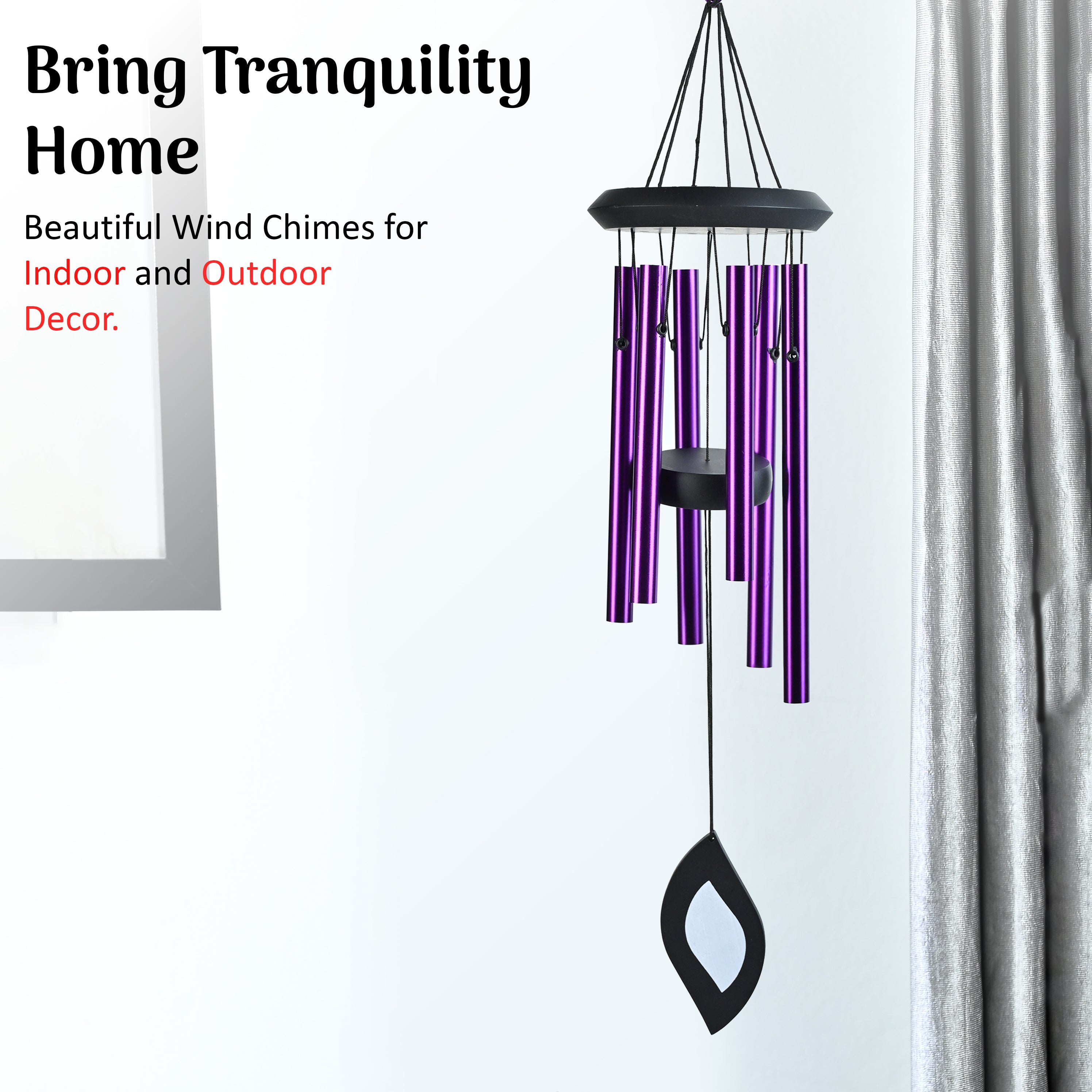 HindCraft Purple Metal Wind Chime for Home, Balcony & Garden Decor