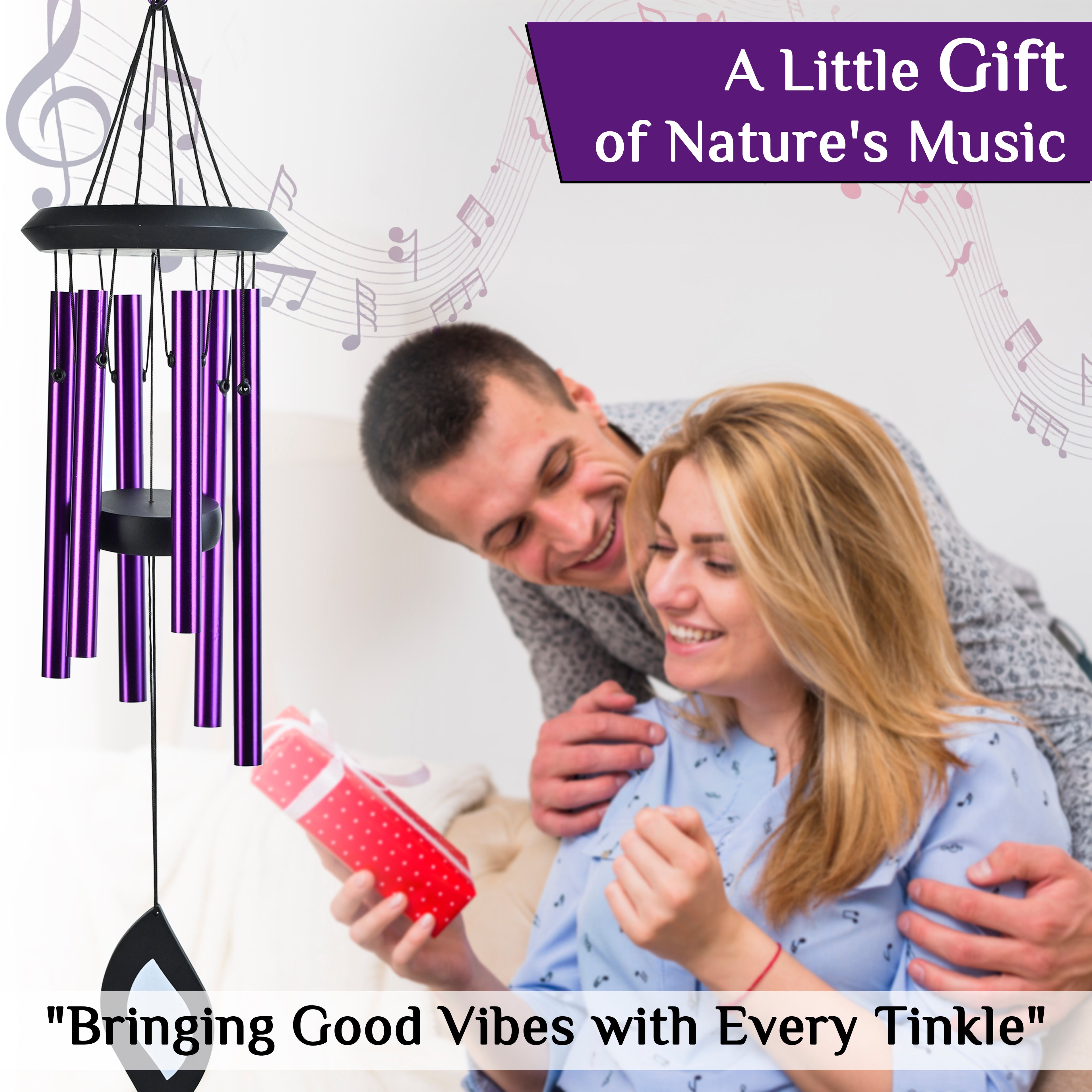HindCraft Purple Metal Wind Chime for Home, Balcony & Garden Decor