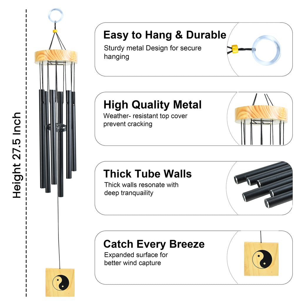HindCraft Yin Yang Wind Chime for Home, Balcony & Garden Hanging Decor