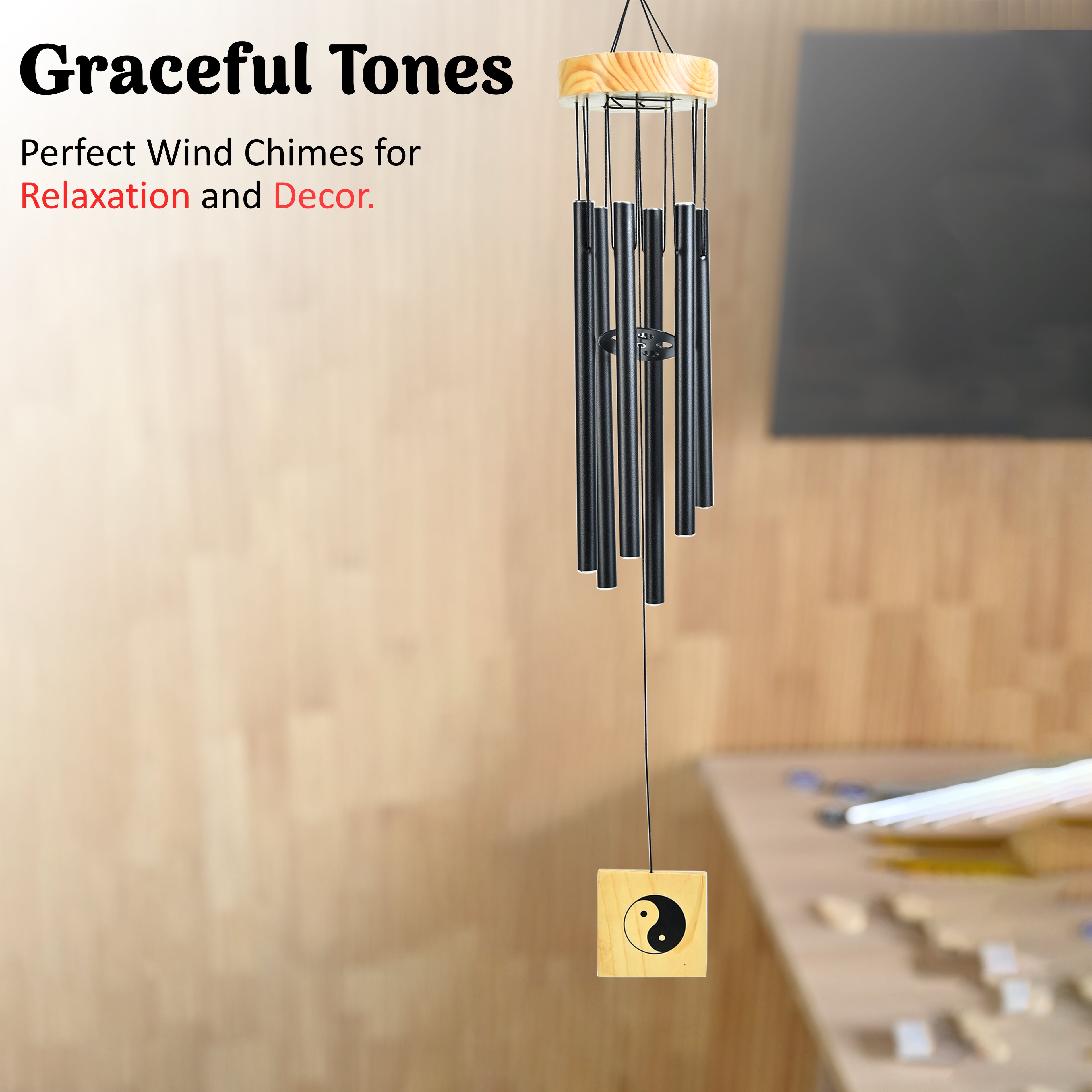 HindCraft Yin Yang Wind Chime for Home, Balcony & Garden Hanging Decor