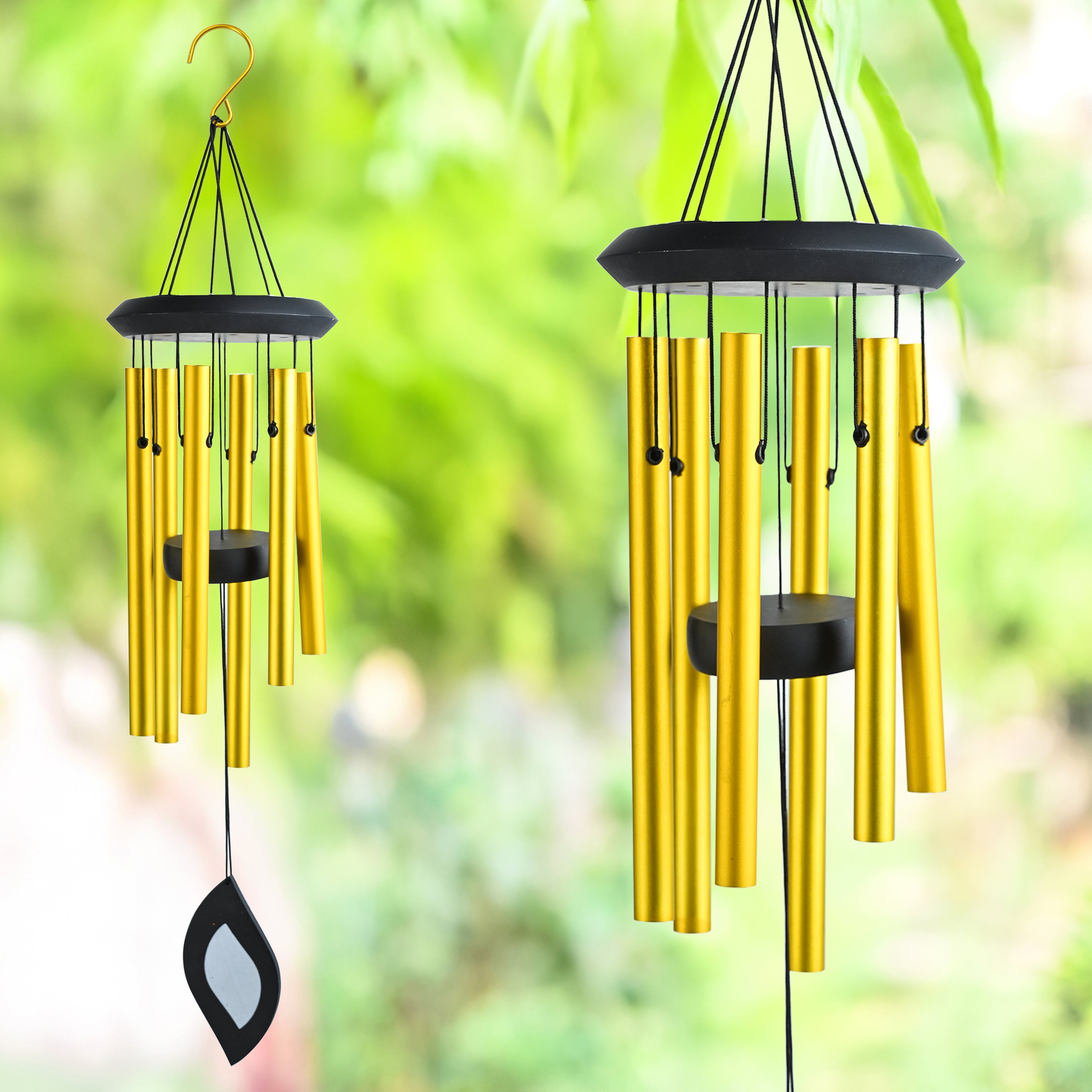 HindCraft Golden Metal Wind Chime – Hanging Wind Chime for Home, Balcony & Garden Decor