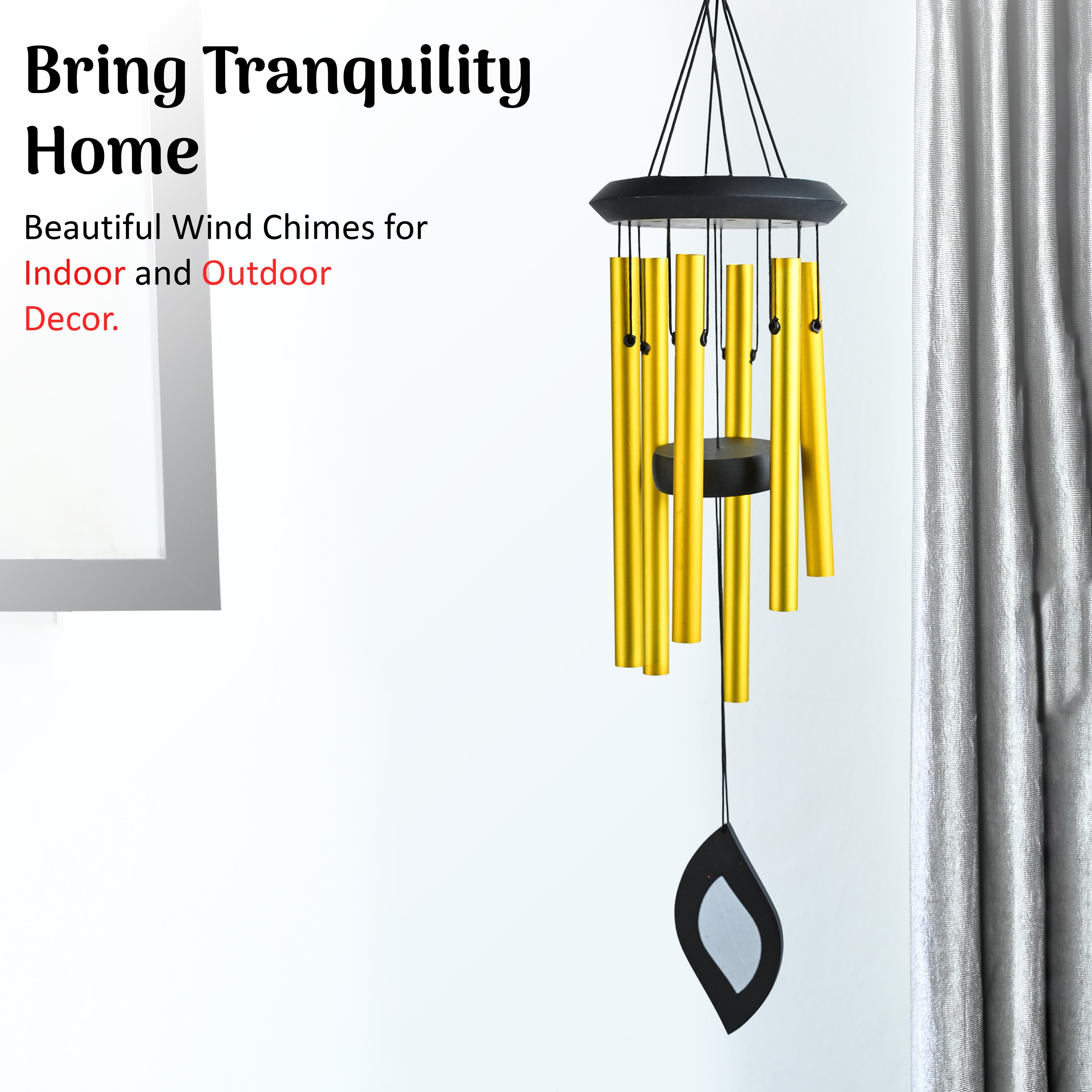 HindCraft Golden Metal Wind Chime – Hanging Wind Chime for Home, Balcony & Garden Decor