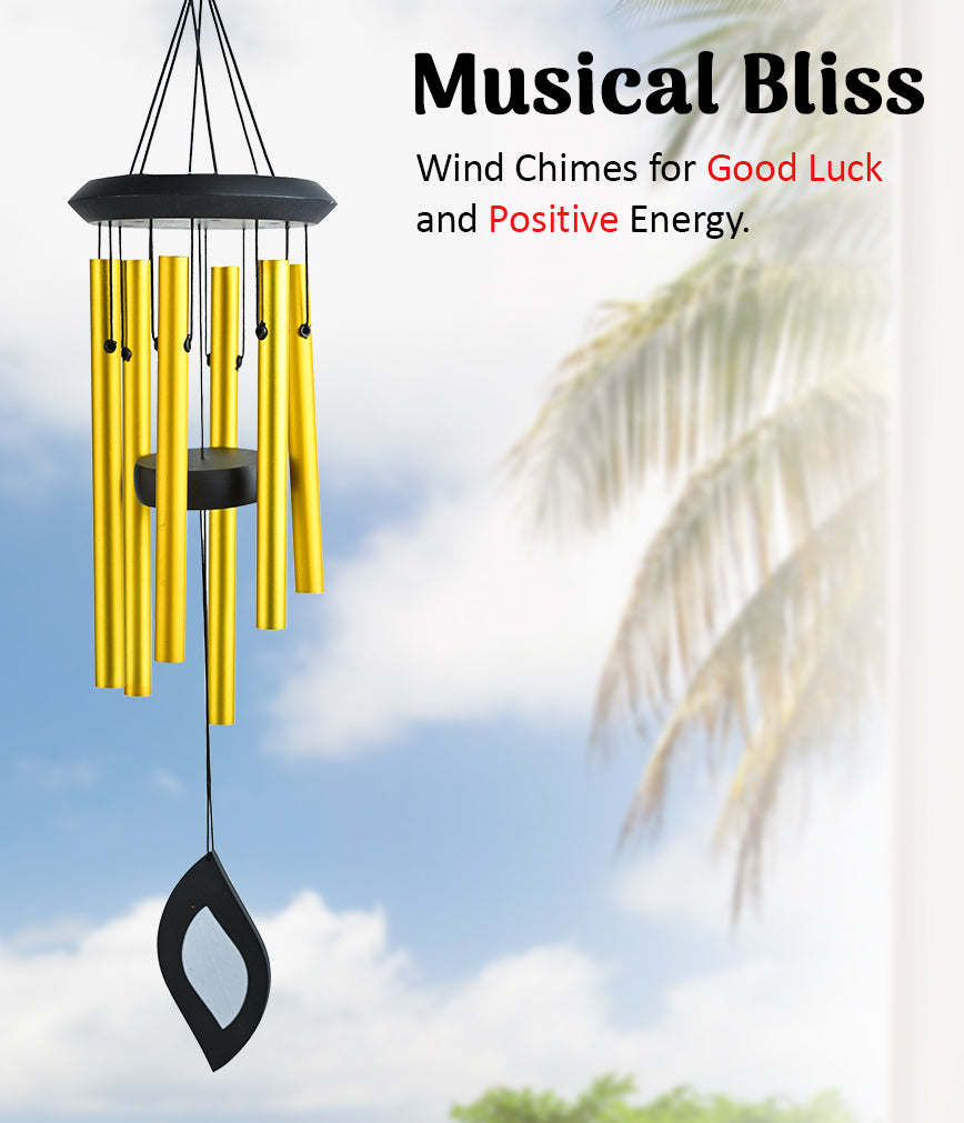 HindCraft Golden Metal Wind Chime – Hanging Wind Chime for Home, Balcony & Garden Decor