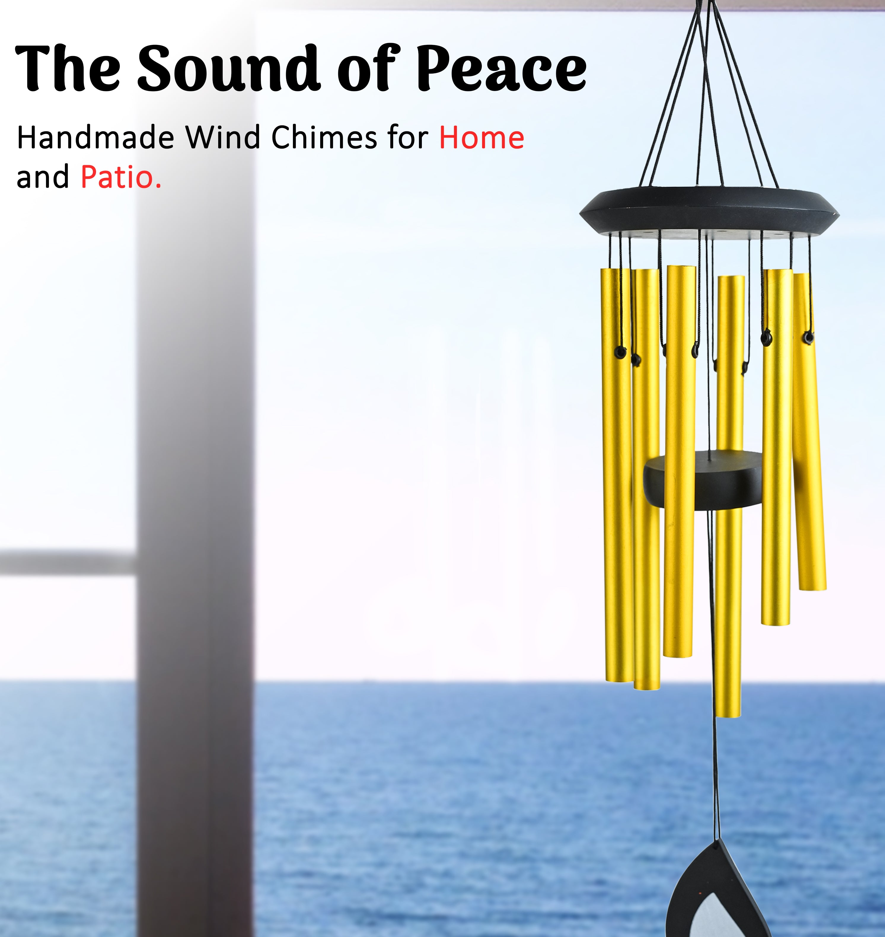 HindCraft Golden Metal Wind Chime – Hanging Wind Chime for Home, Balcony & Garden Decor