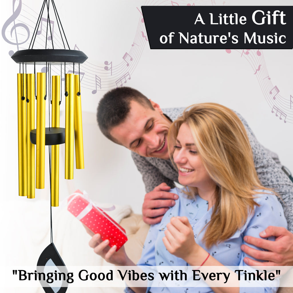 HindCraft Golden Metal Wind Chime – Hanging Wind Chime for Home, Balcony & Garden Decor