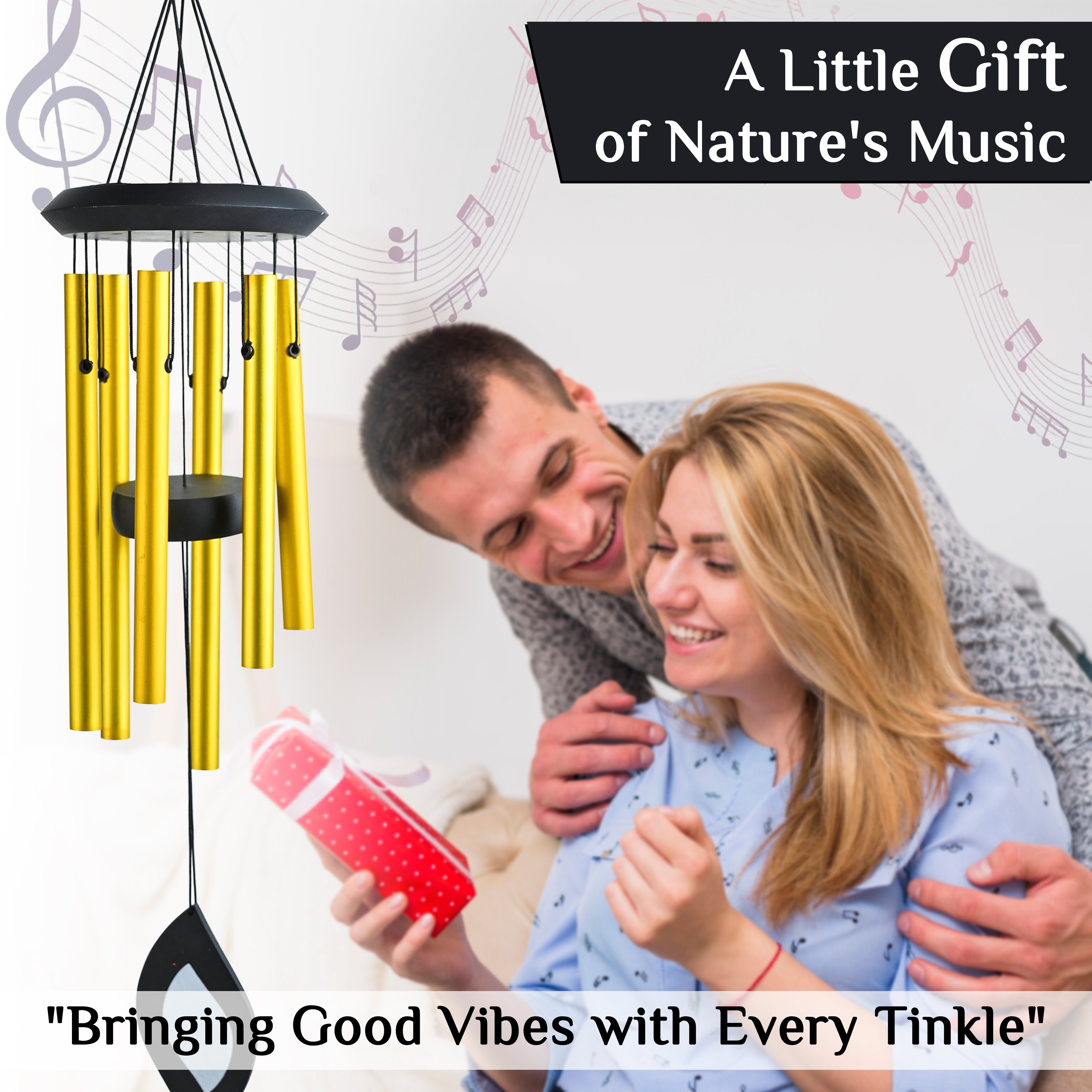 HindCraft Golden Metal Wind Chime – Hanging Wind Chime for Home, Balcony & Garden Decor