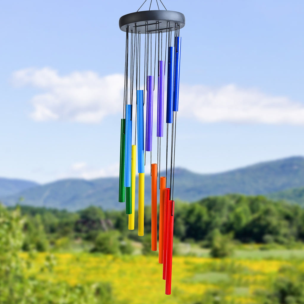 HindCraft Rainbow Metal Wind Chime – Colorful Hanging Wind Chime for Home, Balcony & Garden Decor