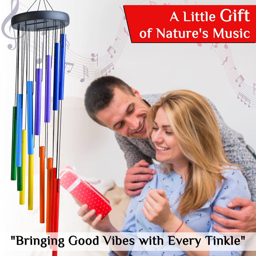 HindCraft Rainbow Metal Wind Chime – Colorful Hanging Wind Chime for Home, Balcony & Garden Decor