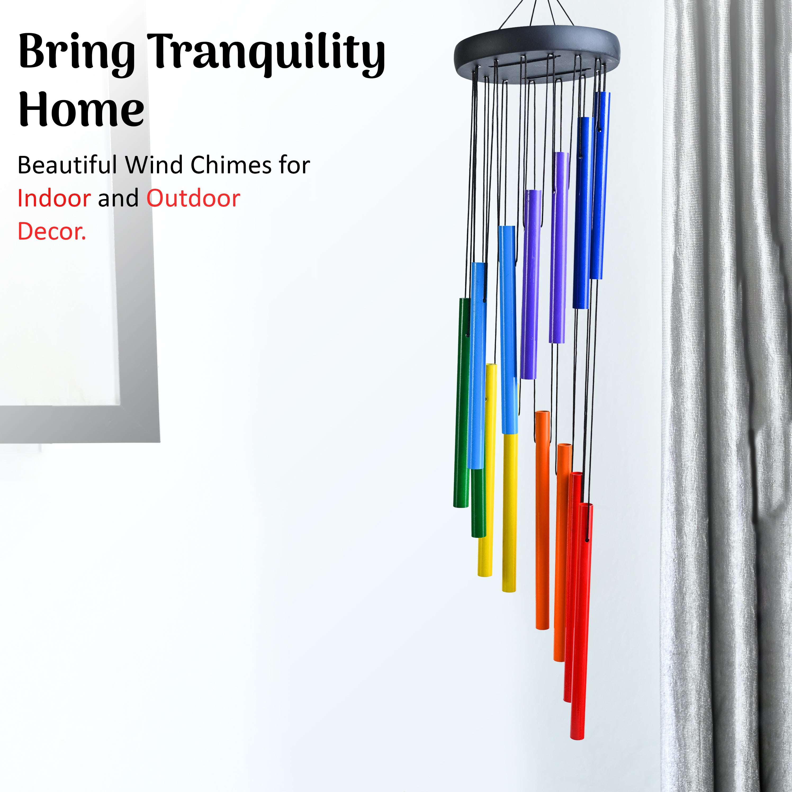 HindCraft Rainbow Metal Wind Chime – Colorful Hanging Wind Chime for Home, Balcony & Garden Decor