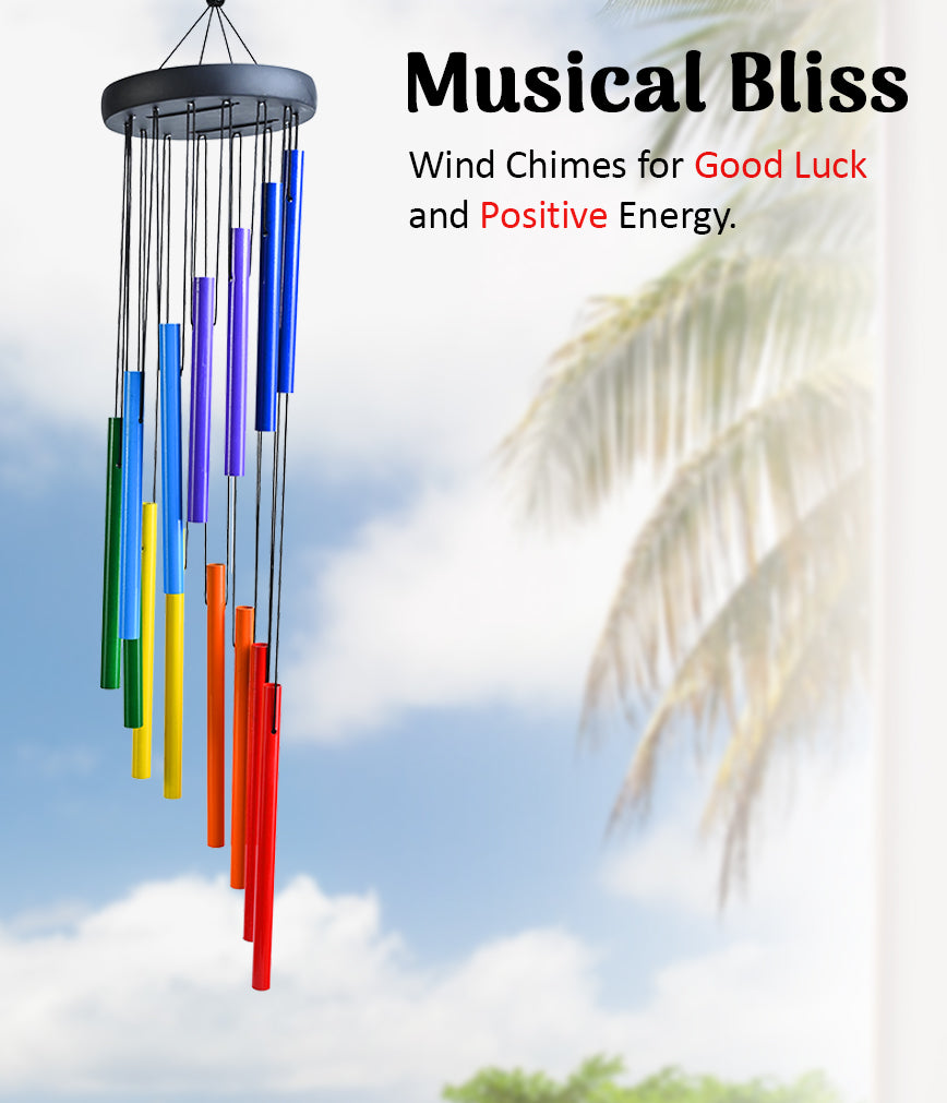 HindCraft Rainbow Metal Wind Chime – Colorful Hanging Wind Chime for Home, Balcony & Garden Decor