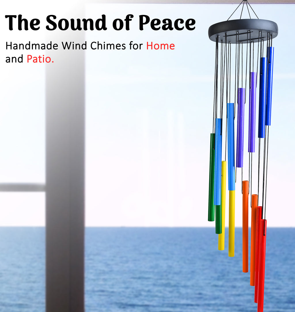 HindCraft Rainbow Metal Wind Chime – Colorful Hanging Wind Chime for Home, Balcony & Garden Decor