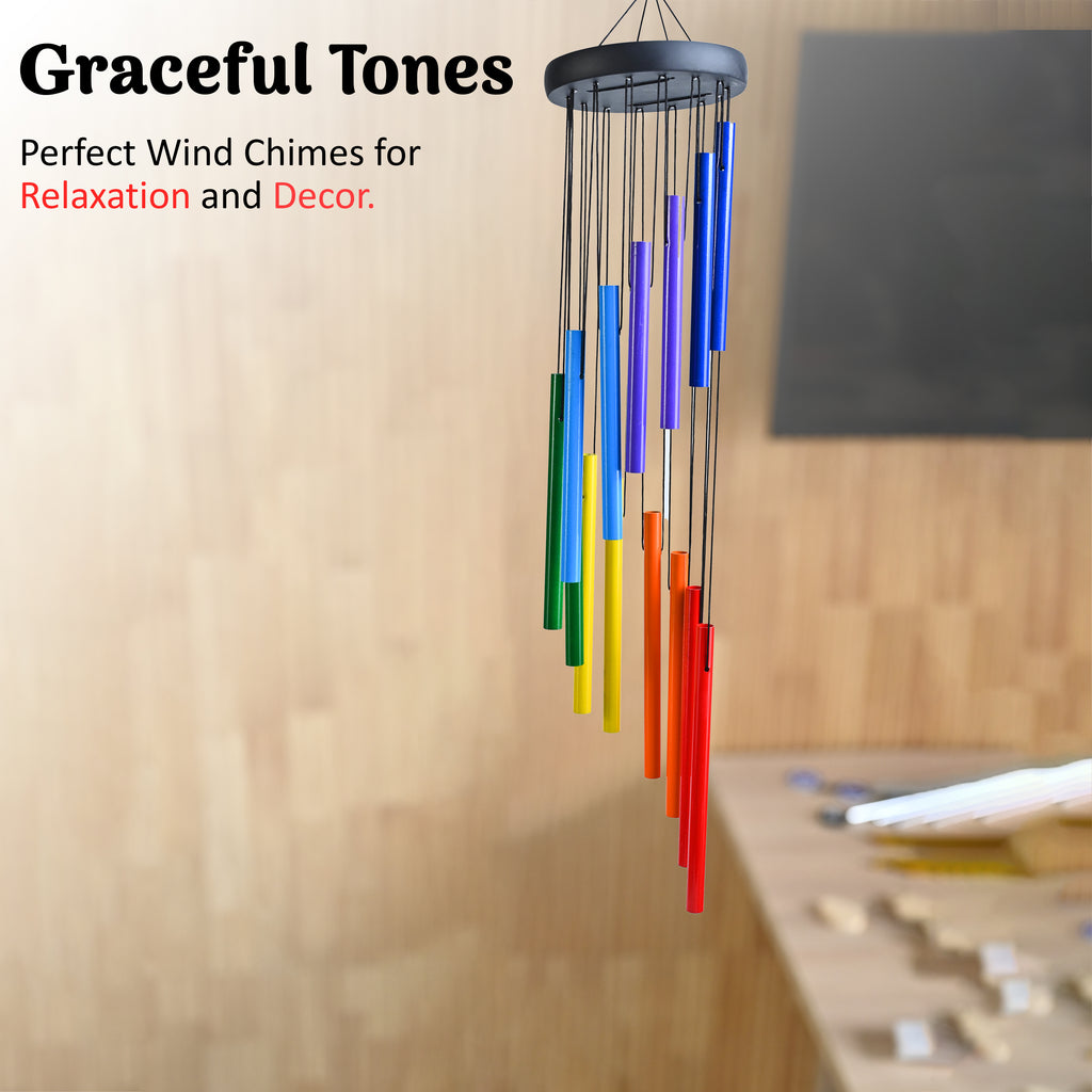 HindCraft Rainbow Metal Wind Chime – Colorful Hanging Wind Chime for Home, Balcony & Garden Decor