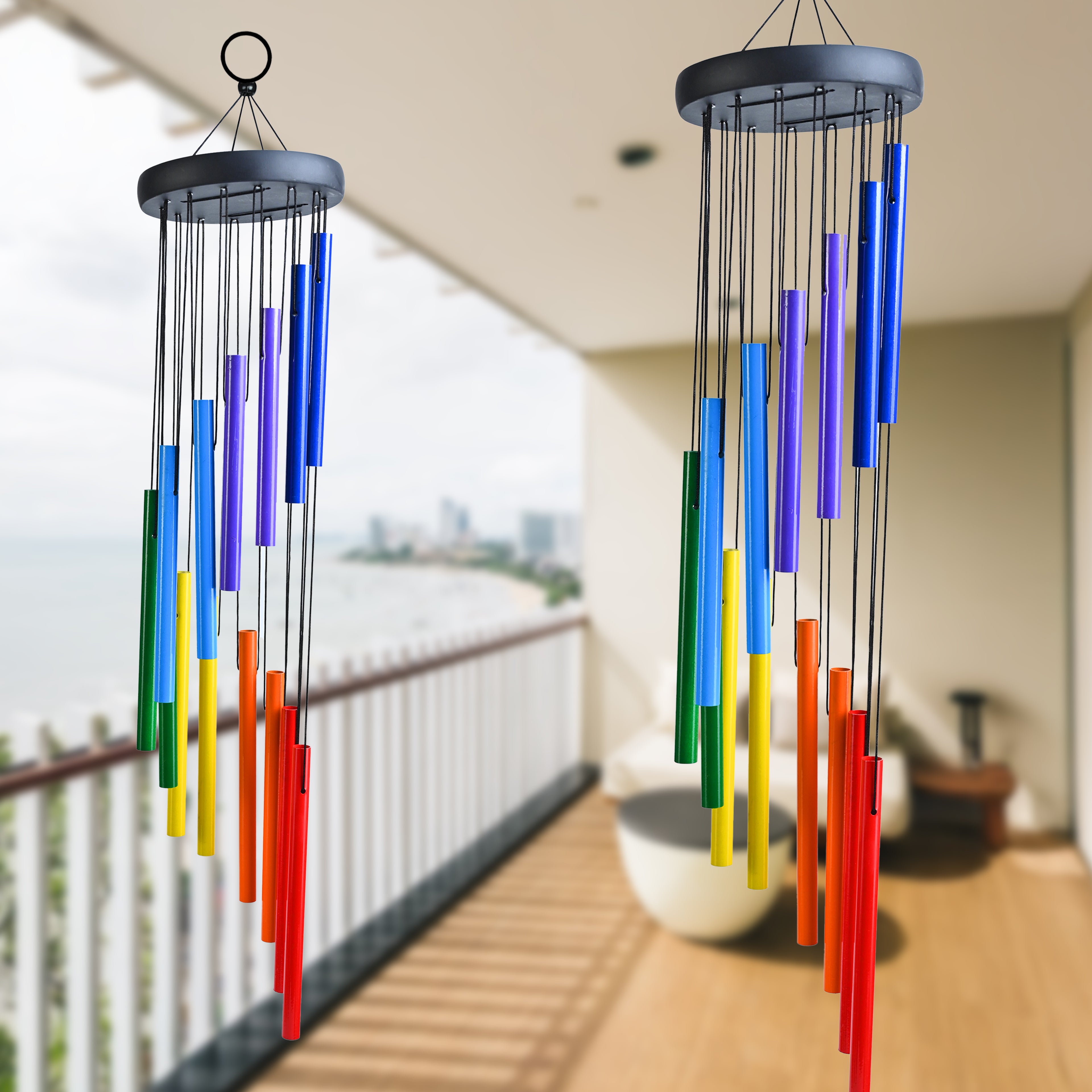 HindCraft Rainbow Metal Wind Chime – Colorful Hanging Wind Chime for Home, Balcony & Garden Decor
