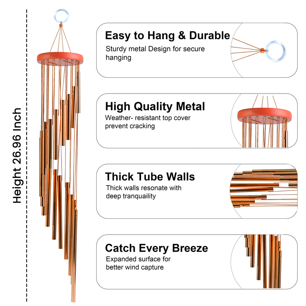 HIndCraft Rose Gold Metal Wind Chime for Home, Garden & Balcony Décor