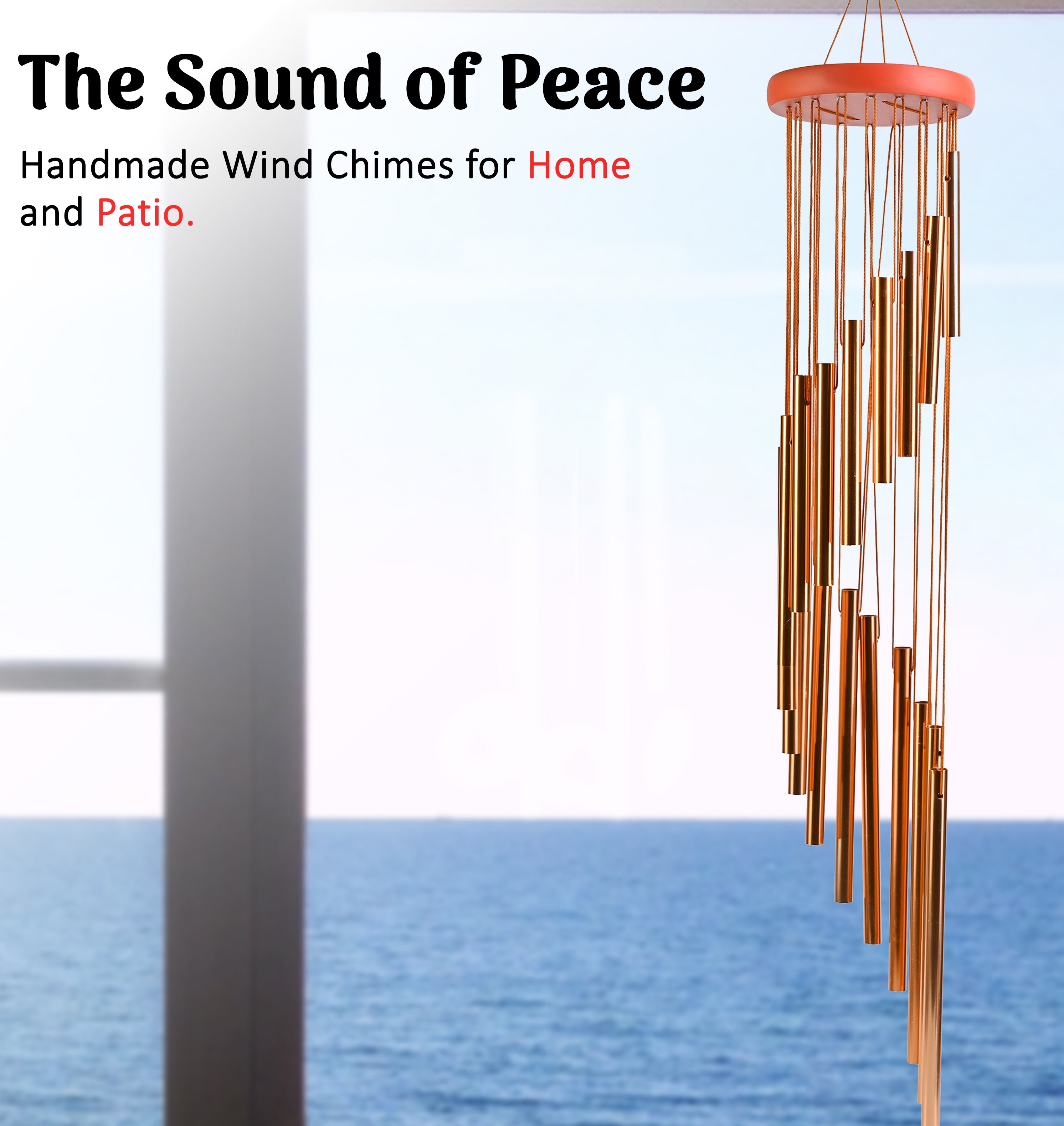 HIndCraft Rose Gold Metal Wind Chime for Home, Garden & Balcony Décor